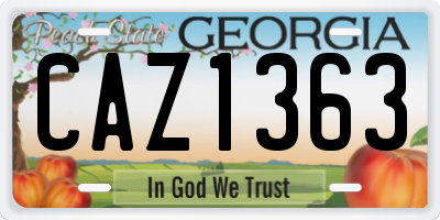 GA license plate CAZ1363