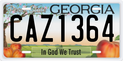 GA license plate CAZ1364