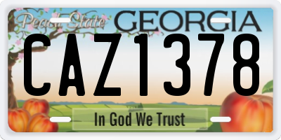 GA license plate CAZ1378