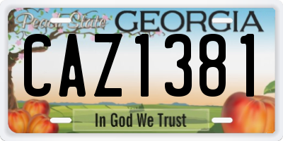 GA license plate CAZ1381