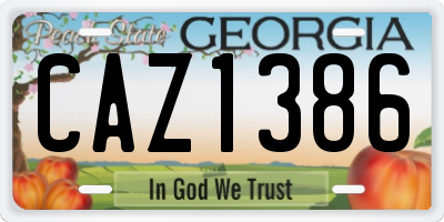 GA license plate CAZ1386