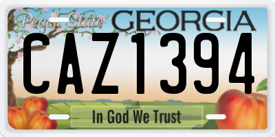 GA license plate CAZ1394