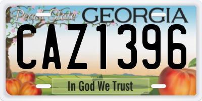 GA license plate CAZ1396