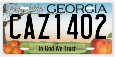 GA license plate CAZ1402