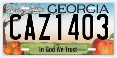 GA license plate CAZ1403