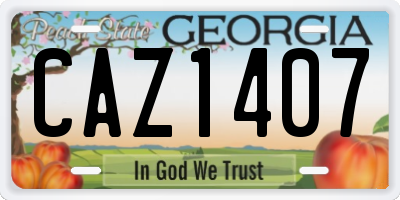 GA license plate CAZ1407