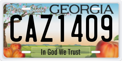 GA license plate CAZ1409