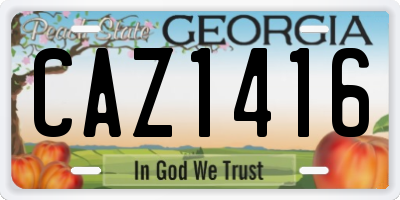 GA license plate CAZ1416