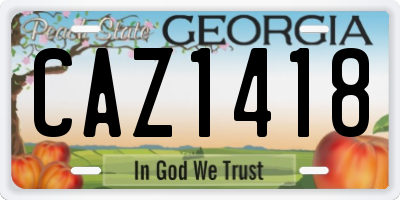 GA license plate CAZ1418