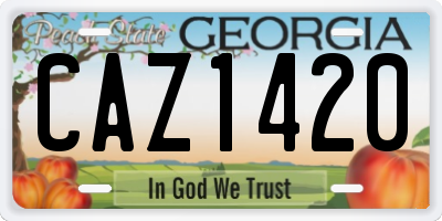 GA license plate CAZ1420