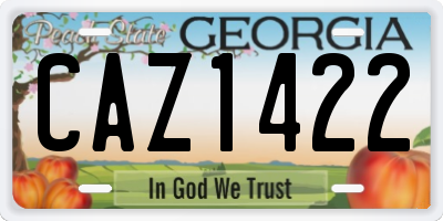 GA license plate CAZ1422