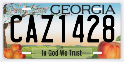 GA license plate CAZ1428