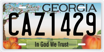 GA license plate CAZ1429