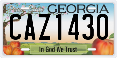 GA license plate CAZ1430