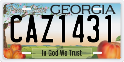 GA license plate CAZ1431