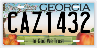 GA license plate CAZ1432