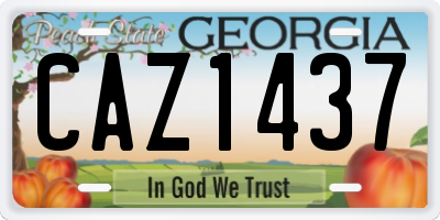 GA license plate CAZ1437