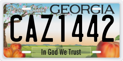 GA license plate CAZ1442