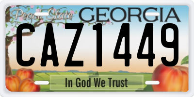 GA license plate CAZ1449