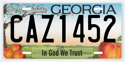 GA license plate CAZ1452