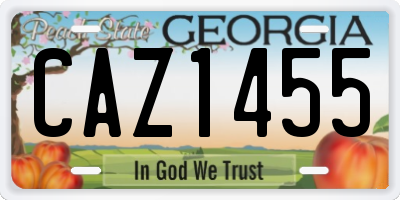 GA license plate CAZ1455