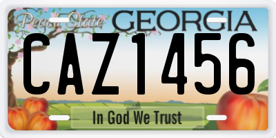 GA license plate CAZ1456