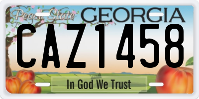 GA license plate CAZ1458