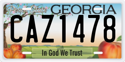 GA license plate CAZ1478