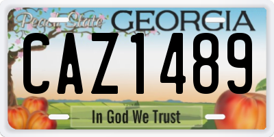 GA license plate CAZ1489