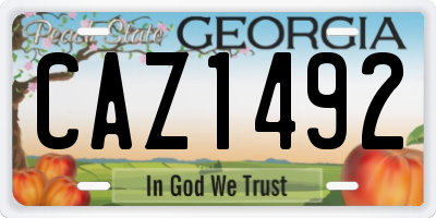 GA license plate CAZ1492