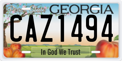 GA license plate CAZ1494