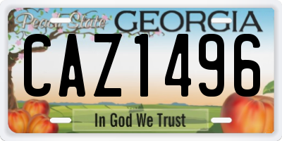 GA license plate CAZ1496