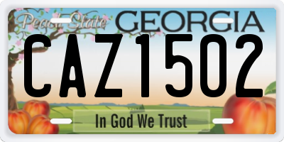 GA license plate CAZ1502