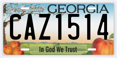 GA license plate CAZ1514