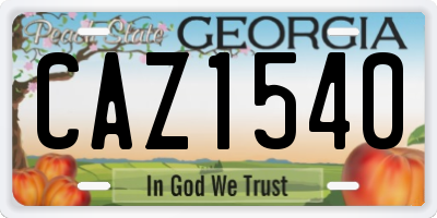 GA license plate CAZ1540