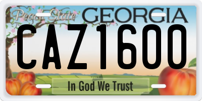 GA license plate CAZ1600