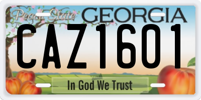 GA license plate CAZ1601