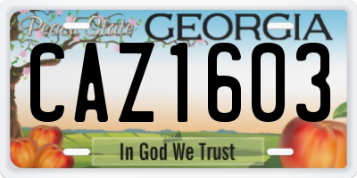 GA license plate CAZ1603