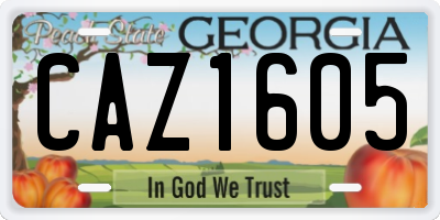 GA license plate CAZ1605