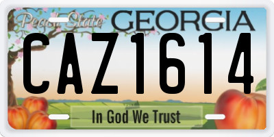 GA license plate CAZ1614