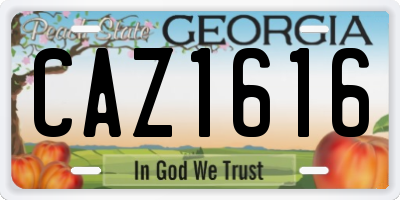 GA license plate CAZ1616