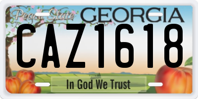 GA license plate CAZ1618