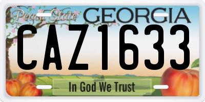 GA license plate CAZ1633