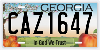 GA license plate CAZ1647