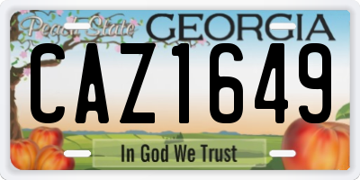 GA license plate CAZ1649