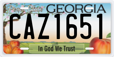 GA license plate CAZ1651