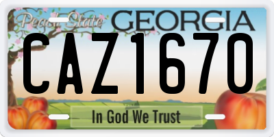 GA license plate CAZ1670