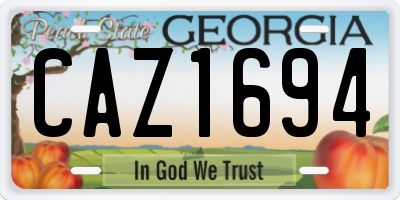 GA license plate CAZ1694