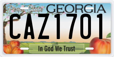 GA license plate CAZ1701