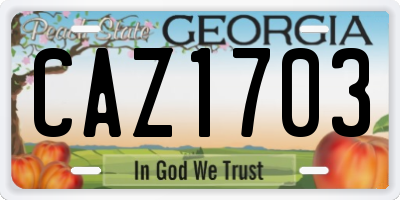 GA license plate CAZ1703